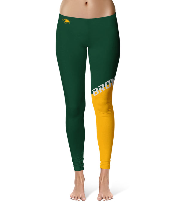 Cal Poly Pomona Broncos Vive La Fete Game Day Collegiate Leg Color Block Women Green Gold Yoga Leggings