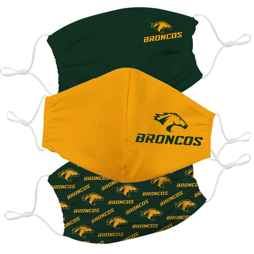 Cal Poly Pomona Broncos 3 Ply Vive La Fete Face Mask 3 Pack Game Day Collegiate Unisex Face Covers Reusable Washable