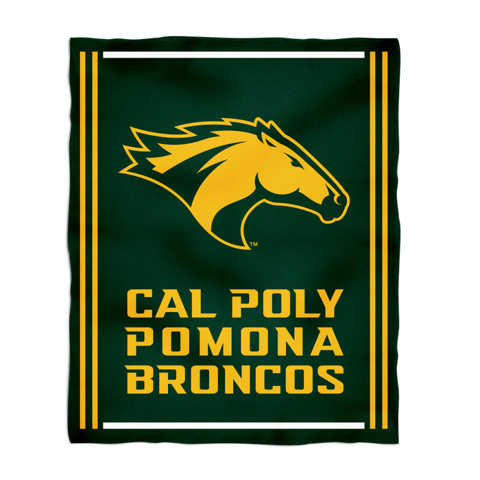 Cal Poly Pomona Broncos Vive La Fete Kids Game Day Green Plush Soft Minky Blanket 36 x 48 Mascot