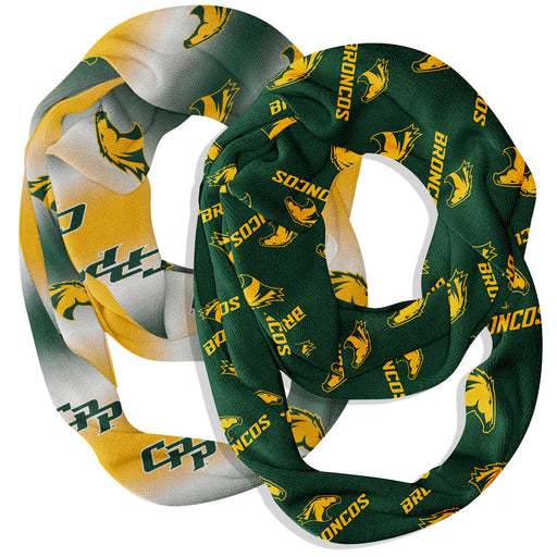 Cal Poly Pomona Broncos Vive La Fete All Over Logo Collegiate Women Set of 2 Light Weight Ultra Soft Infinity Scarfs