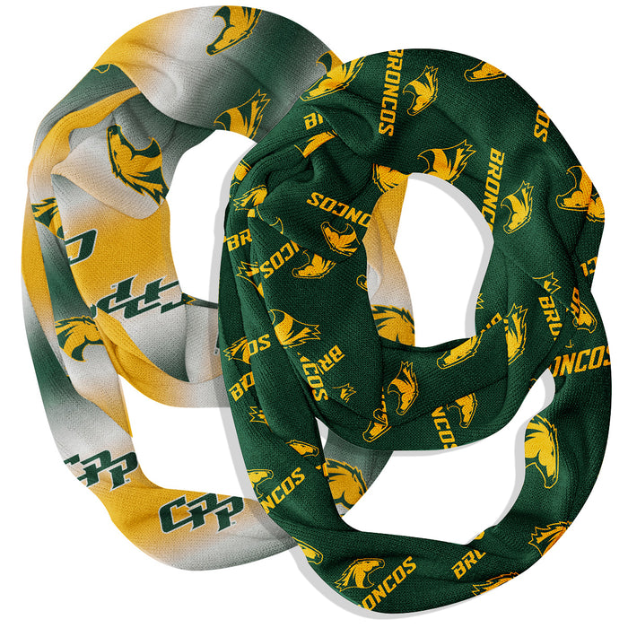 Cal Poly Pomona Broncos Vive La Fete All Over Logo Collegiate Women Set of 2 Light Weight Ultra Soft Infinity Scarfs