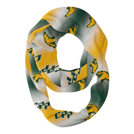 Cal Poly Pomona Broncos Vive La Fete All Over Logo Game Day Collegiate Women Ultra Soft Knit Infinity Scarf