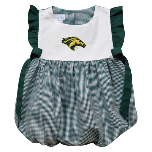 Cal Poly California State Polytechnic Pomona Broncos Embroidered Hunter Green Gingham Short Sleeve Girls Bubble