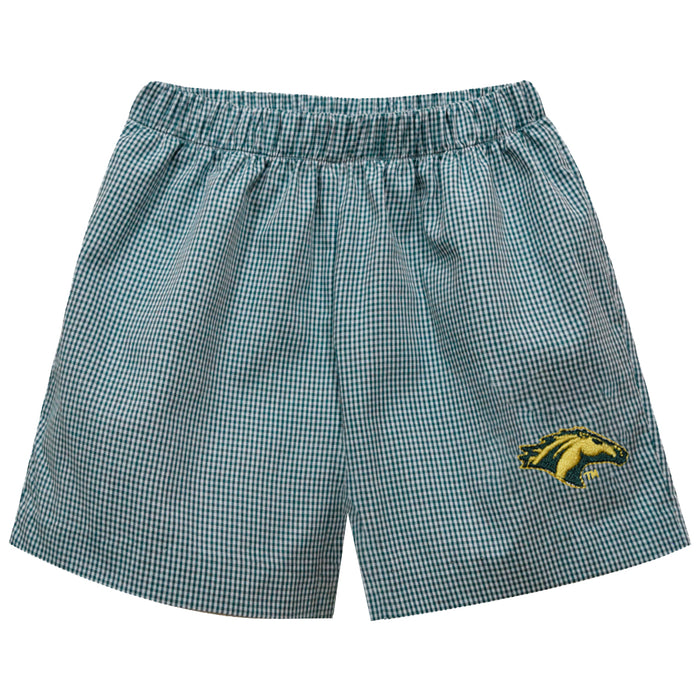 Cal Poly California State Polytechnic Pomona Broncos Embroidered Hunter Green Gingham Pull On Short