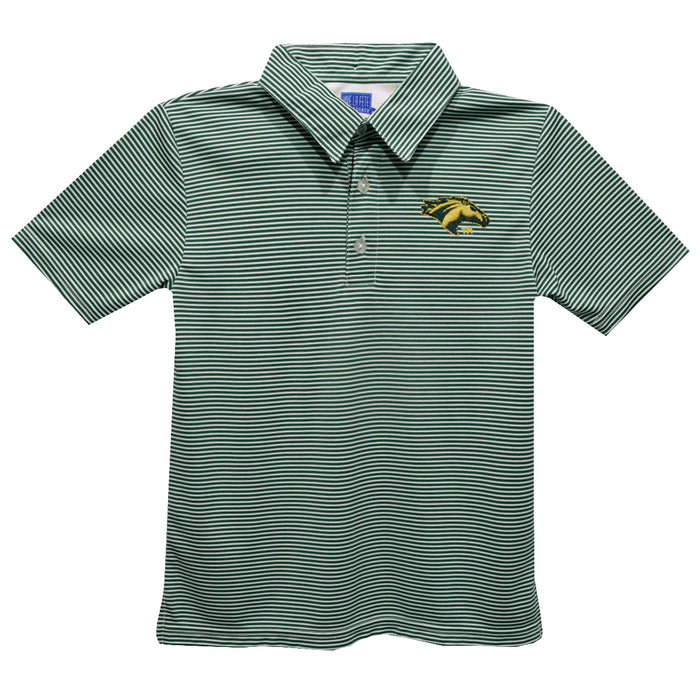 Cal Poly California State Polytechnic Pomona Broncos Embroidered Hunter Green Stripes Short Sleeve Polo Box Shirt