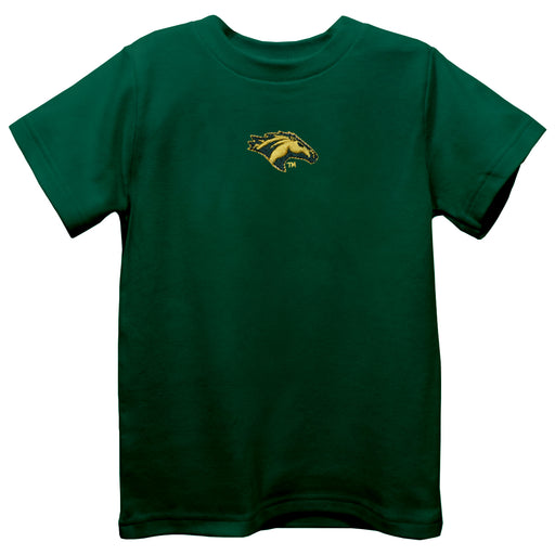 Cal Poly California State Polytechnic Pomona Broncos Embroidered Hunter Green knit Short Sleeve Boys Tee Shirt