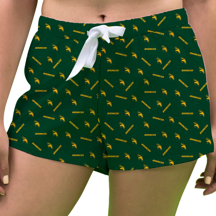 Cal Poly Pomona Broncos Vive La Fete Game Day All Over Logo Women Green Lounge Shorts