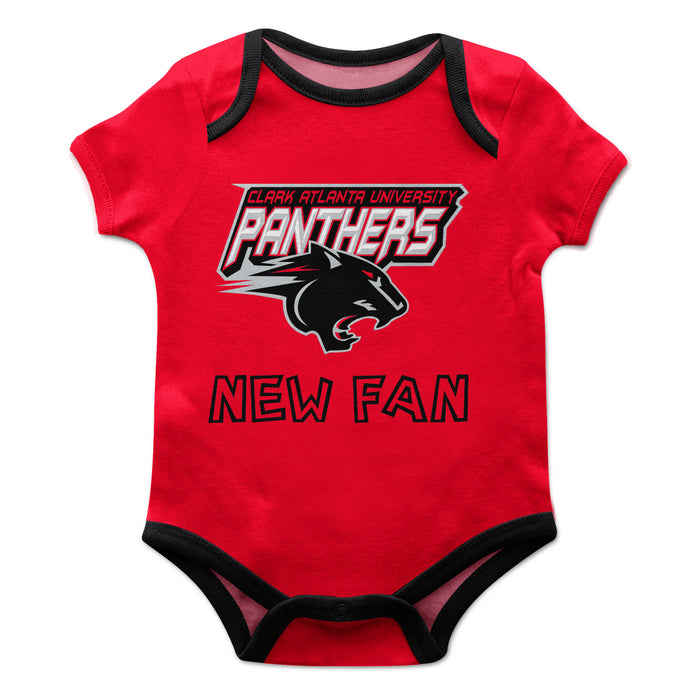 Clark Atlanta University Pantherse Vive La Fete Infant Game Day Red Short Sleeve Onesie New Fan Logo and Mascot Bodysuit