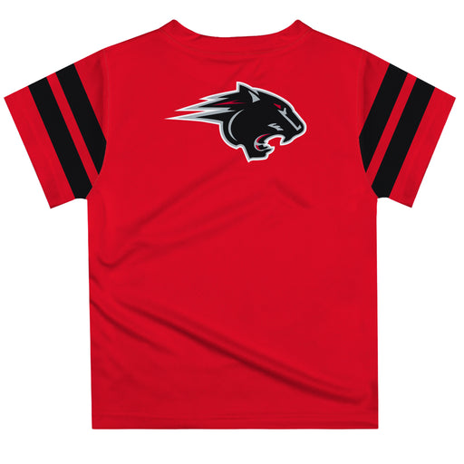 Clark Atlanta University Panthers Vive La Fete Boys Game Day Red Short Sleeve Tee with Stripes on Sleeves - Vive La Fête - Online Apparel Store