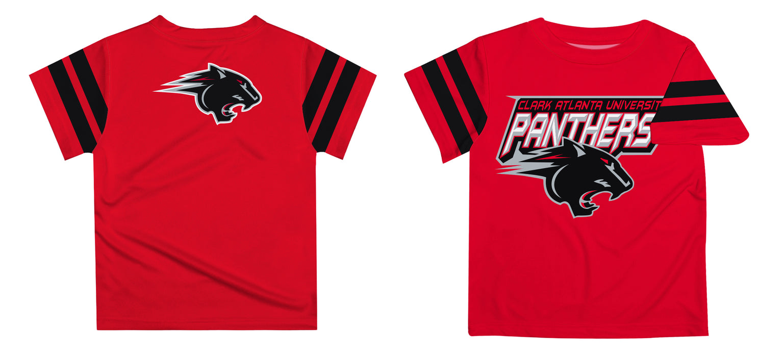 Clark Atlanta University Panthers Vive La Fete Boys Game Day Red Short Sleeve Tee with Stripes on Sleeves - Vive La Fête - Online Apparel Store