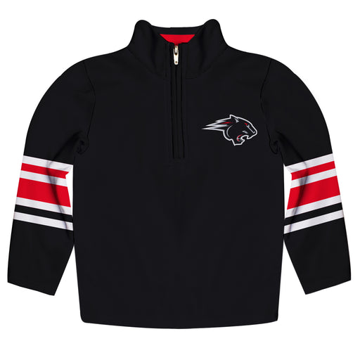Clark Atlanta University Panthers Vive La Fete Game Day Black Quarter Zip Pullover Stripes on Sleeves