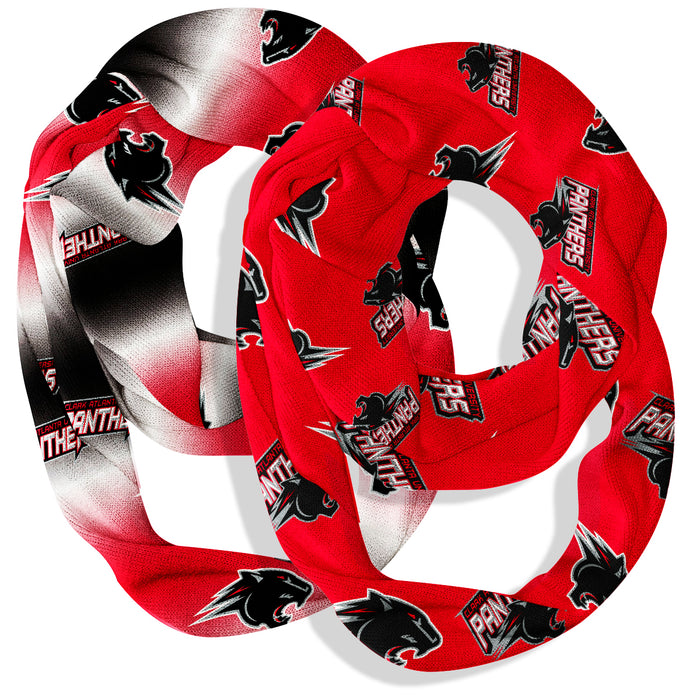 Clark Atlanta Panthers Vive La Fete All Over Logo Collegiate Women Set of 2 Light Weight Ultra Soft Infinity Scarfs
