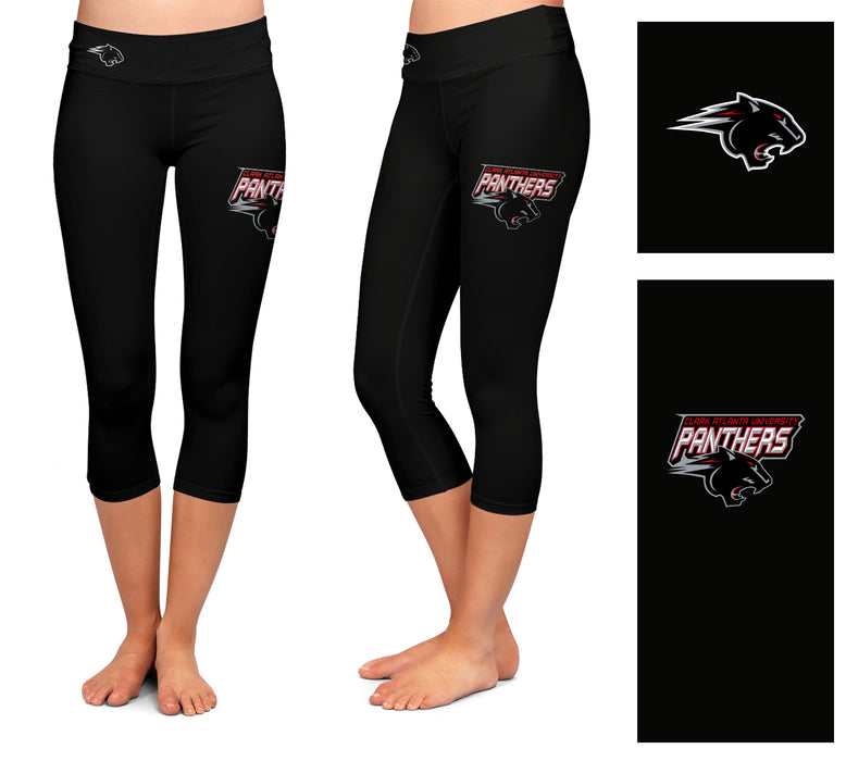 Clark Atlanta Panthers Vive La Fete Game Day Collegiate Large Logo on Thigh and Waist Girls Black Capri Leggings - Vive La Fête - Online Apparel Store
