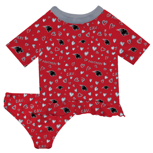 Clark Atlanta University Panthers Vive La Fete All Over Logo Red Long Sleeve Bikini Set