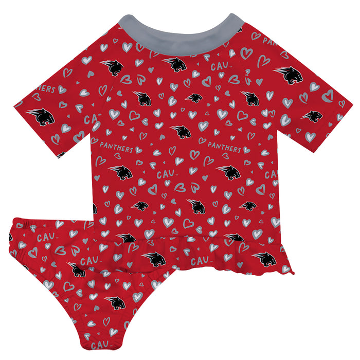 Clark Atlanta University Panthers Vive La Fete All Over Logo Red Long Sleeve Bikini Set