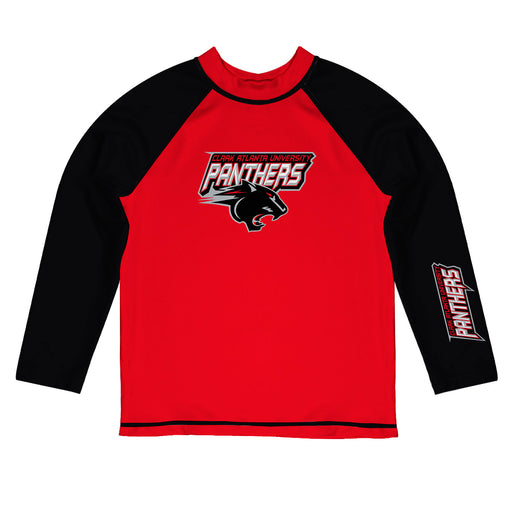 Clark Atlanta Panthers Vive La Fete Logo Red Black Long Sleeve Raglan Rashguard