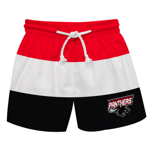 Clark Atlanta Panthers Vive La Fete Red White Black Stripes Swimtrunks V1