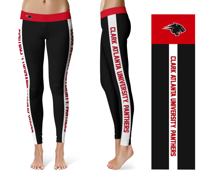 Clark Atlanta Panthers Vive La Fete Game Day Collegiate White Stripes Women Black Yoga Leggings 2 Waist Tights - Vive La Fête - Online Apparel Store