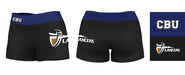 Cal Baptist Lancers CBU Vive La Fete Logo on Thigh & Waistband Black & Navy Women Booty Workout Shorts 3.75 Inseam" - Vive La Fête - Online Apparel Store