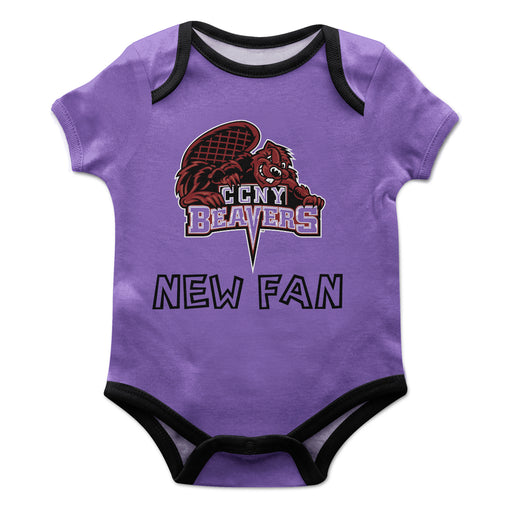 City College of New York Beavers Vive La Fete Infant Purple Short Sleeve Onesie New Fan Logo and Mascot Bodysuit