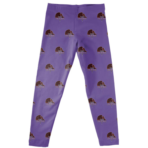 City College of New York Beavers Girls Vive La Fete All Over Logo Elastic Waist Classic Play Purple Leggings Tights