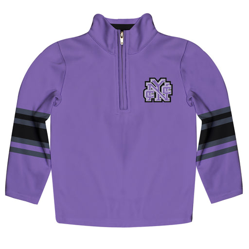 City College of New York Beavers Vive La Fete Game Day Purple Quarter Zip Pullover Stripes on Sleeves