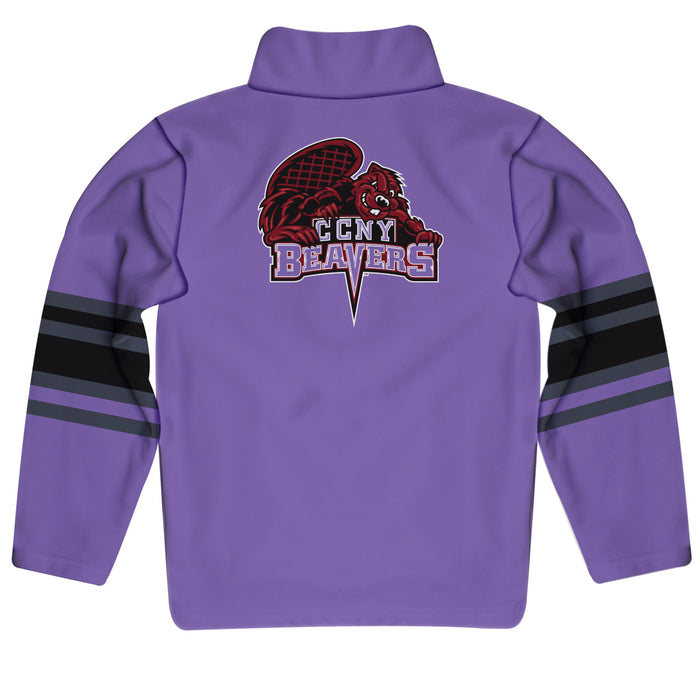 City College of New York Beavers Vive La Fete Game Day Purple Quarter Zip Pullover Stripes on Sleeves - Vive La Fête - Online Apparel Store