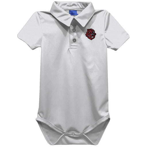 City College of New York Beavers Embroidered White Solid Knit Polo Onesie