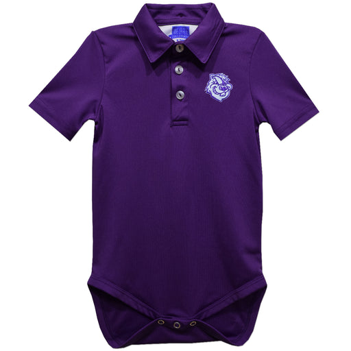 City College of New York Beavers Embroidered Purple Solid Knit Polo Onesie