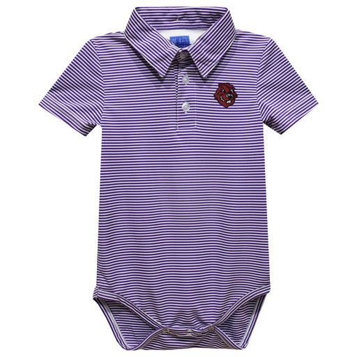 City College of New York Beavers Pilots Embroidered Purple Stripe Knit Polo Onesie