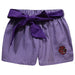 City College of New York Beavers Embroidered Purple Gingham Girls Short with Sash