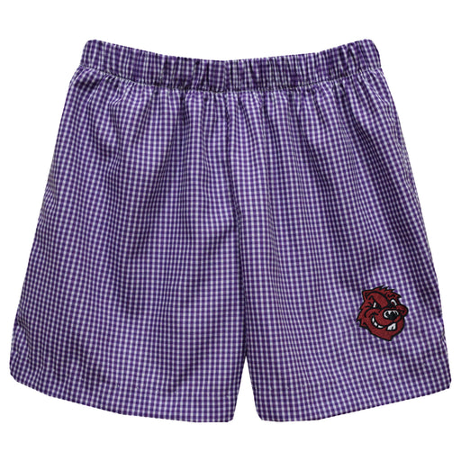 City College of New York Beavers Embroidered Purple Gingham Pull On Short