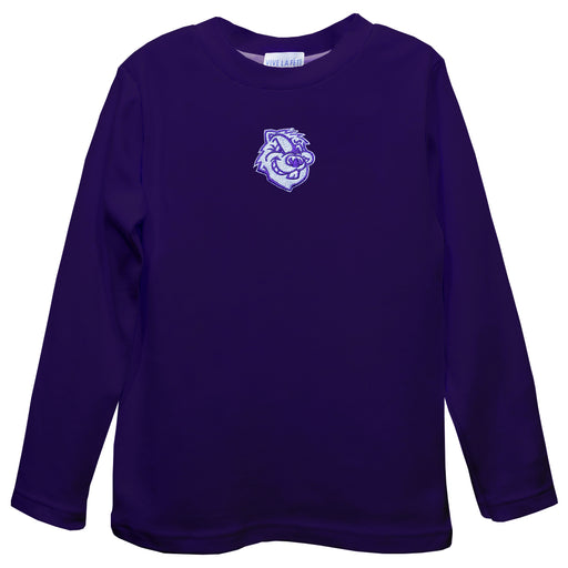 City College of New York Beavers Embroidered Purple Long Sleeve Boys Tee Shirt