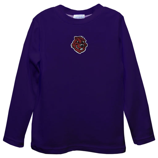 City College of New York Beavers Embroidered Purple Long Sleeve Boys Tee Shirt