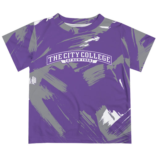 City College of New York Beavers Vive La Fete Boys Game Day Purple Short Sleeve Tee Paint Brush