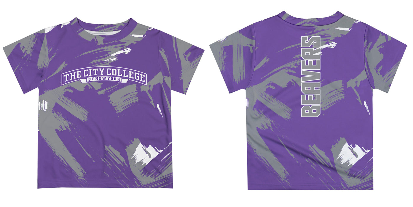 City College of New York Beavers Vive La Fete Boys Game Day Purple Short Sleeve Tee Paint Brush - Vive La Fête - Online Apparel Store