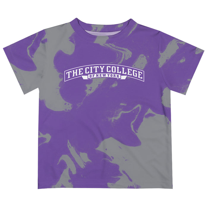 City College of New York Beavers Vive La Fete Marble Boys Game Day Purple Short Sleeve Tee