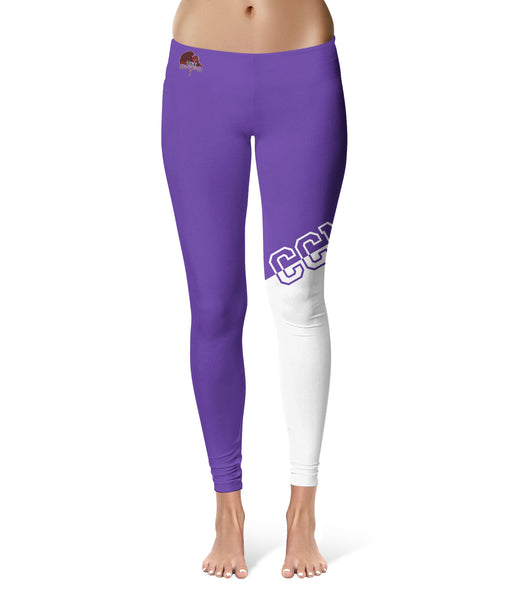 City College of New York Beavers Vive La Fete Game Day Collegiate Leg Color Block Women Purple White Yoga Leggings