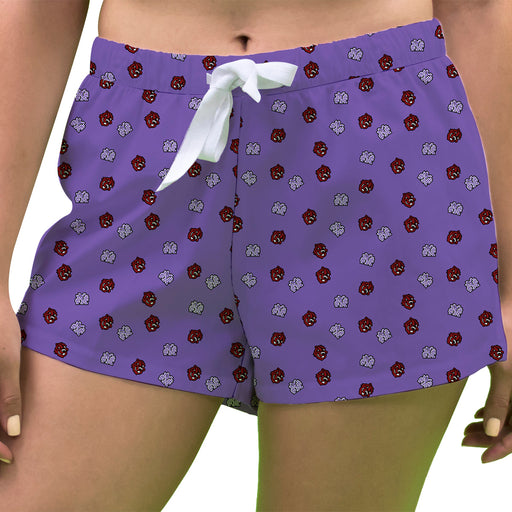 City College of New York Beavers Vive La Fete Game Day All Over Logo Women Purple Lounge Shorts