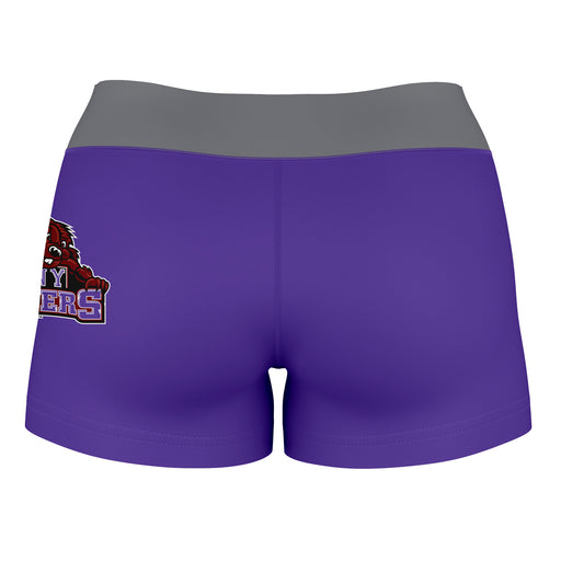 CCNY Beavers Vive La Fete Logo on Thigh & Waistband Purple Gray Women Yoga Booty Workout Shorts 3.75 Inseam - Vive La Fête - Online Apparel Store