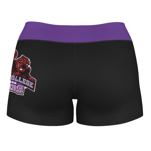 City College of New York Beavers Logo on Thigh & Waistband Black & Purple Women Yoga Booty Workout Shorts 3.75 Inseam - Vive La Fête - Online Apparel Store