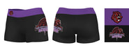 City College of New York Beavers Logo on Thigh & Waistband Black & Purple Women Yoga Booty Workout Shorts 3.75 Inseam - Vive La Fête - Online Apparel Store