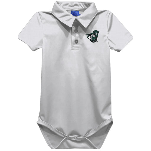 Castleton University Spartans Embroidered White Solid Knit Polo Onesie