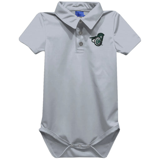 Castleton University Spartans Embroidered Gray Solid Knit Polo Onesie