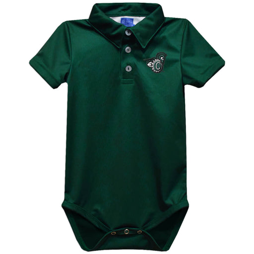 Castleton University Spartans Embroidered Hunter Green Solid Knit Polo Onesie