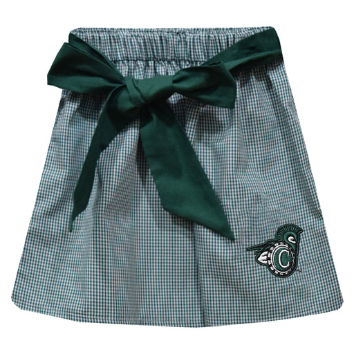 Castleton University Spartans Embroidered Hunter Green Gingham Skirt With Sash