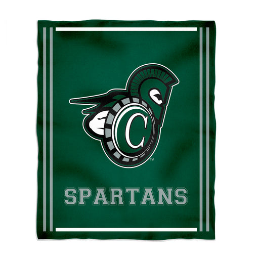 Castleton University Spartans Vive La Fete Kids Game Day Green Plush Soft Minky Blanket 36 x 48 Mascot
