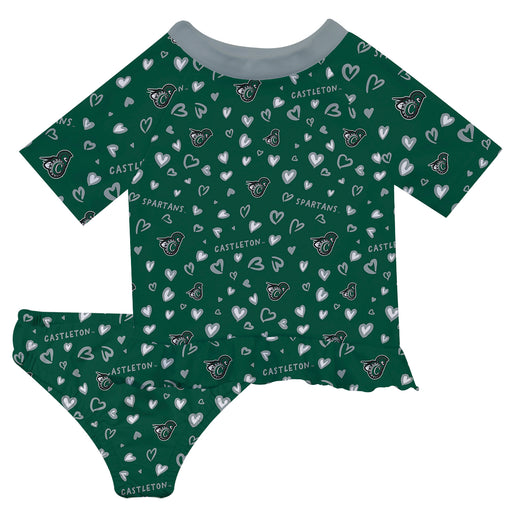 Castleton University Spartans Vive La Fete All Over Logo Green Long Sleeve Bikini Set