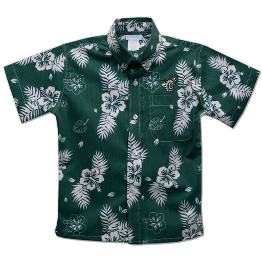 Castleton University Spartans Hunter Green Hawaiian Short Sleeve Button Down Shirt
