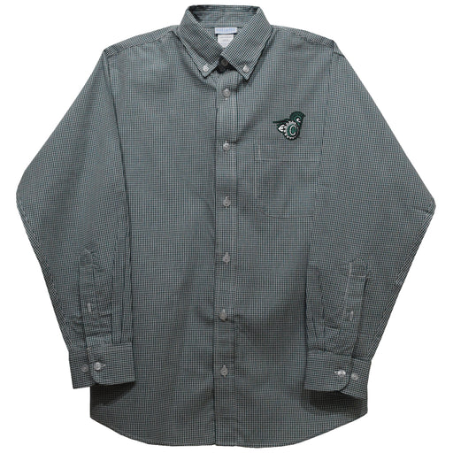 Castleton University Spartans Embroidered Hunter Green Gingham Long Sleeve Button Down